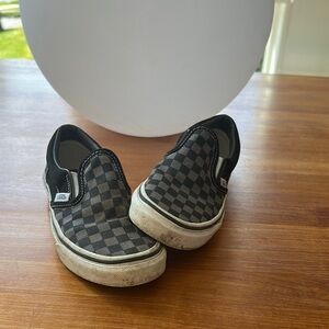 Vans Kids Checkered Slip-On Shoes - Black and Gray